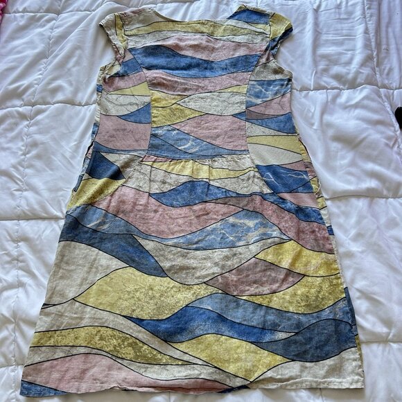 Vintage 90s Y2K Realize Womens Size XXL Linen Blend Waves Abstract Pockets Beach - Picture 6 of 6